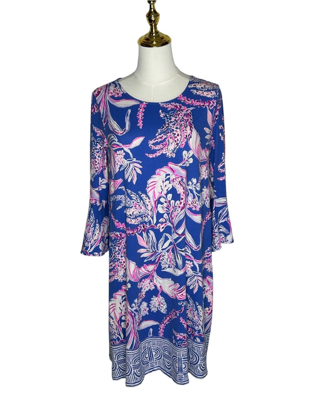 Lilly Pulitzer Ophelia Dress Wild Within Resortwear Bell Sleeve Tropical Sz L